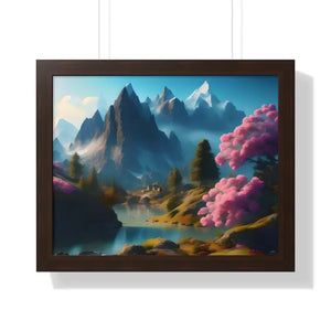 Framed Horizontal Poster Serene Flowering Trees View - Dipaliz - 20’’ x 16’’ / Walnut - Posters Prints & Visual Artwork