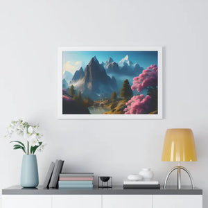 Framed Horizontal Poster Serene Flowering Trees View - Dipaliz - Posters Prints & Visual Artwork