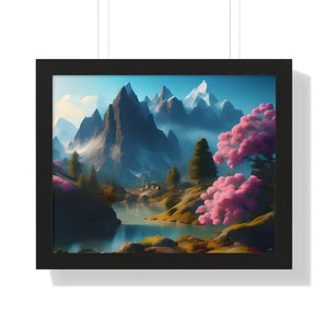 Framed Horizontal Poster Serene Flowering Trees View - Dipaliz - 20’’ x 16’’ / Black - Posters Prints & Visual Artwork