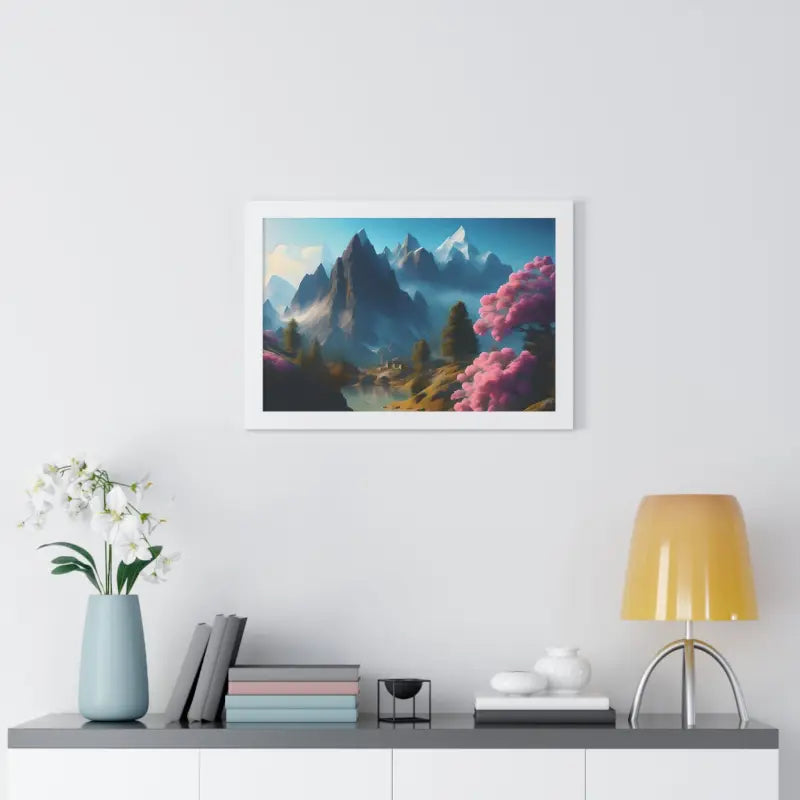 Serene Blossoming Trees Framed Horizontal Poster