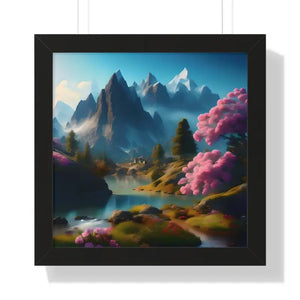 Framed Horizontal Poster Serene Flowering Trees View - Dipaliz - 16″ x / Black - Posters Prints & Visual Artwork