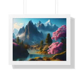 Framed Horizontal Poster Serene Flowering Trees View - Dipaliz - 20’’ x 16’’ / White - Posters Prints & Visual Artwork