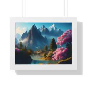 Framed Horizontal Poster Serene Flowering Trees View - Dipaliz - 16″ x 12″ / White - Posters Prints & Visual Artwork