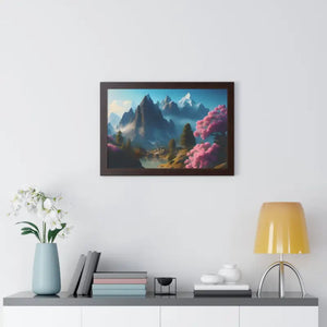 Framed Horizontal Poster Serene Flowering Trees View - Dipaliz - Posters Prints & Visual Artwork