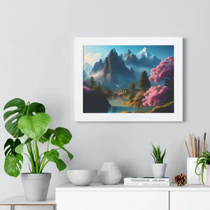 Framed Horizontal Poster Serene Flowering Trees View - Dipaliz - Posters Prints & Visual Artwork