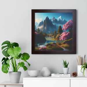 Framed Horizontal Poster Serene Flowering Trees View - Dipaliz - Posters Prints & Visual Artwork