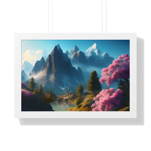 Framed Horizontal Poster Serene Flowering Trees View - Dipaliz - 24″ x 16″ / White - Posters Prints & Visual Artwork