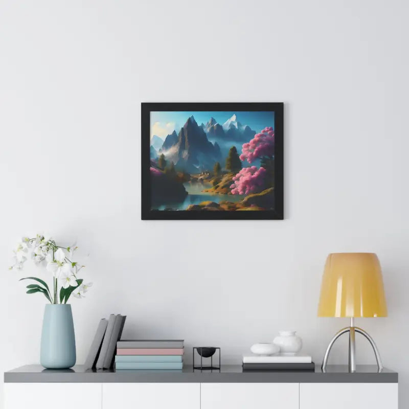 Serene Blossoming Trees Framed Horizontal Poster