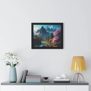Framed Horizontal Poster Serene Flowering Trees View - Dipaliz - Posters Prints & Visual Artwork
