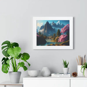 Framed Horizontal Poster Serene Flowering Trees View - Dipaliz - Posters Prints & Visual Artwork