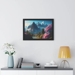 Framed Horizontal Poster Serene Flowering Trees View - Dipaliz - Posters Prints & Visual Artwork
