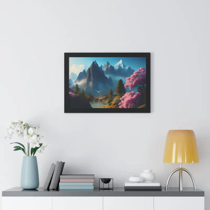 Serene Blossoming Trees Framed Horizontal Poster