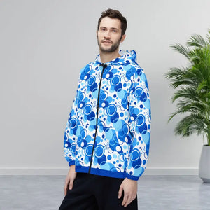 Blue Bubble Print Windbreaker - Lightweight Adventure Layer - Dipaliz - Xs - Outerwear