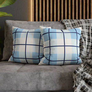 Buffalo Plaid Cushion – Blue Poly Canvas - Dipaliz - Chair & Sofa Covers