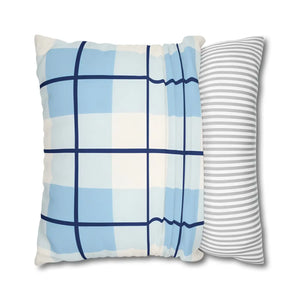 Buffalo Plaid Cushion – Blue Poly Canvas - Dipaliz - Chair & Sofa Covers