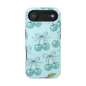 Blue Cherry Pattern Phone Case, Magnetic Impact-resistant - Mobile Cases