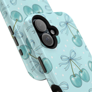 Blue Cherry Pattern Phone Case, Magnetic Impact-resistant - Mobile Cases