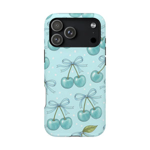 Blue Cherry Pattern Phone Case, Magnetic Impact-resistant - Mobile Cases