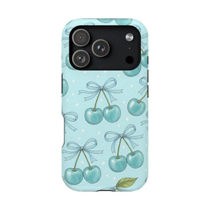 Blue Cherry Pattern Phone Case, Magnetic Impact-resistant - Mobile Cases