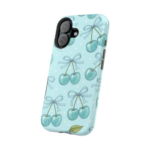 Blue Cherry Pattern Phone Case, Magnetic Impact-resistant - Mobile Cases