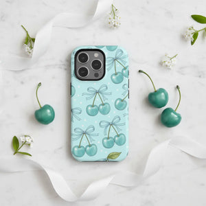 Blue Cherry Pattern Phone Case, Magnetic Impact-resistant - Mobile Cases