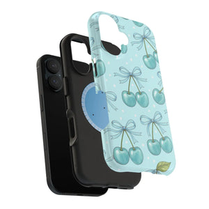 Blue Cherry Pattern Phone Case, Magnetic Impact-resistant - Mobile Cases