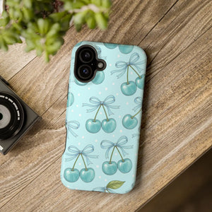 Blue Cherry Pattern Phone Case, Magnetic Impact-resistant - Mobile Cases