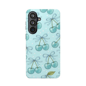 Blue Cherry Pattern Phone Case, Magnetic Impact-resistant - Mobile Cases