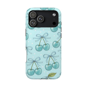 Blue Cherry Pattern Phone Case, Magnetic Impact-resistant - Mobile Cases