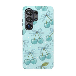 Blue Cherry Pattern Phone Case, Magnetic Impact-resistant - Mobile Cases