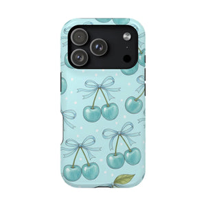 Blue Cherry Pattern Phone Case, Magnetic Impact-resistant - Mobile Cases