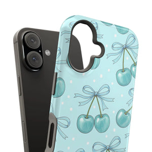 Blue Cherry Pattern Phone Case, Magnetic Impact-resistant - Mobile Cases