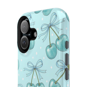 Blue Cherry Pattern Phone Case, Magnetic Impact-resistant - Mobile Cases
