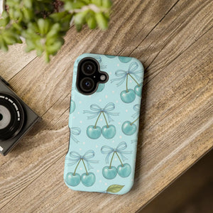 Blue Cherry Pattern Phone Case, Magnetic Impact-resistant - Mobile Cases