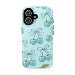 Blue Cherry Pattern Phone Case, Magnetic Impact-resistant - Mobile Cases