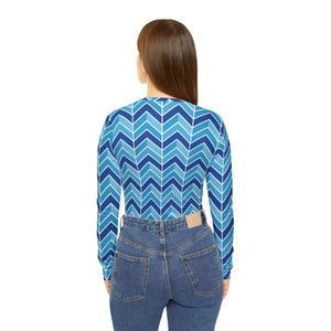 Blue Chevron Women’s Long Sleeve V-neck Shirt (aop) - T-shirts