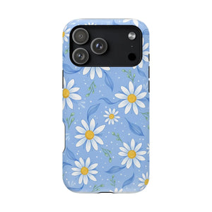 Blue Daisy Floral Magnetic Phone Case, Impact-resistant Protective Cover - Mobile Cases