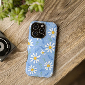 Blue Daisy Floral Magnetic Phone Case, Impact-resistant Protective Cover - Mobile Cases