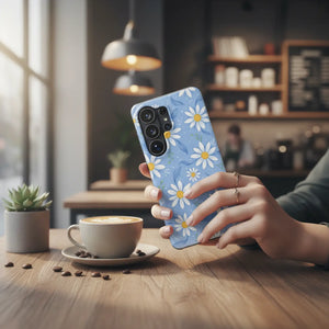 Blue Daisy Floral Magnetic Phone Case, Impact-resistant Protective Cover - Mobile Cases