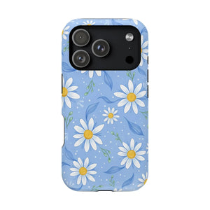 Blue Daisy Floral Magnetic Phone Case, Impact-resistant Protective Cover - Mobile Cases