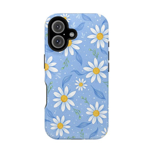Blue Daisy Floral Magnetic Phone Case, Impact-resistant Protective Cover - Mobile Cases