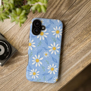Blue Daisy Floral Magnetic Phone Case, Impact-resistant Protective Cover - Mobile Cases
