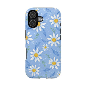 Blue Daisy Floral Magnetic Phone Case, Impact-resistant Protective Cover - Mobile Cases