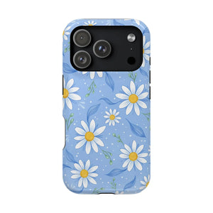 Blue Daisy Floral Magnetic Phone Case, Impact-resistant Protective Cover - Mobile Cases