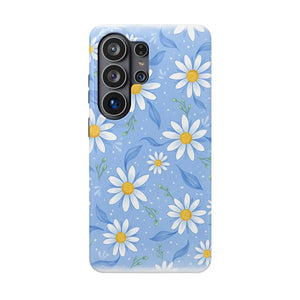 Blue Daisy Floral Magnetic Phone Case, Impact-resistant Protective Cover - Mobile Cases