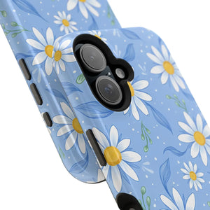 Blue Daisy Floral Magnetic Phone Case, Impact-resistant Protective Cover - Mobile Cases