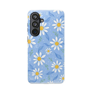 Blue Daisy Floral Magnetic Phone Case, Impact-resistant Protective Cover - Mobile Cases