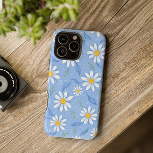 Blue Daisy Floral Magnetic Phone Case, Impact-resistant Protective Cover - Mobile Cases