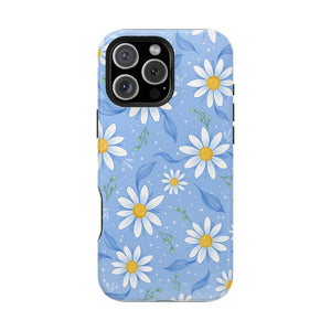Blue Daisy Floral Magnetic Phone Case, Impact-resistant Protective Cover - Mobile Cases