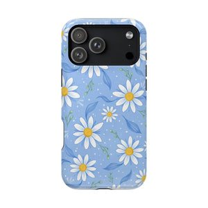 Blue Daisy Floral Magnetic Phone Case, Impact-resistant Protective Cover - Mobile Cases
